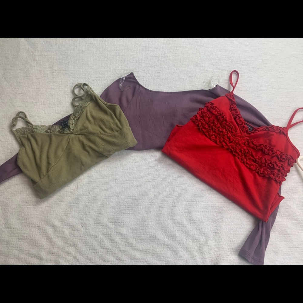 3 bright colored crop tops